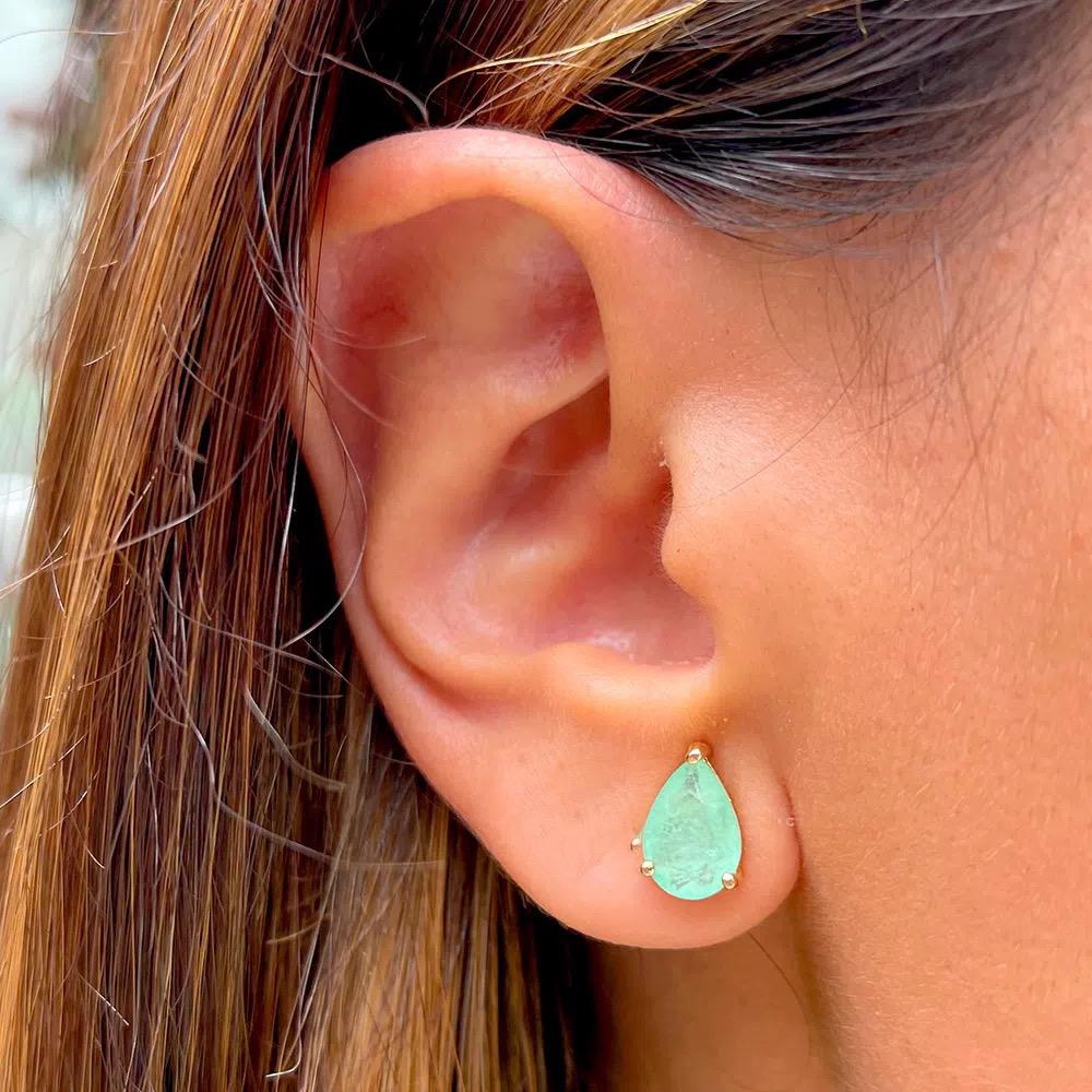 Colombian Emerald Drop Fusion Stone Earrings