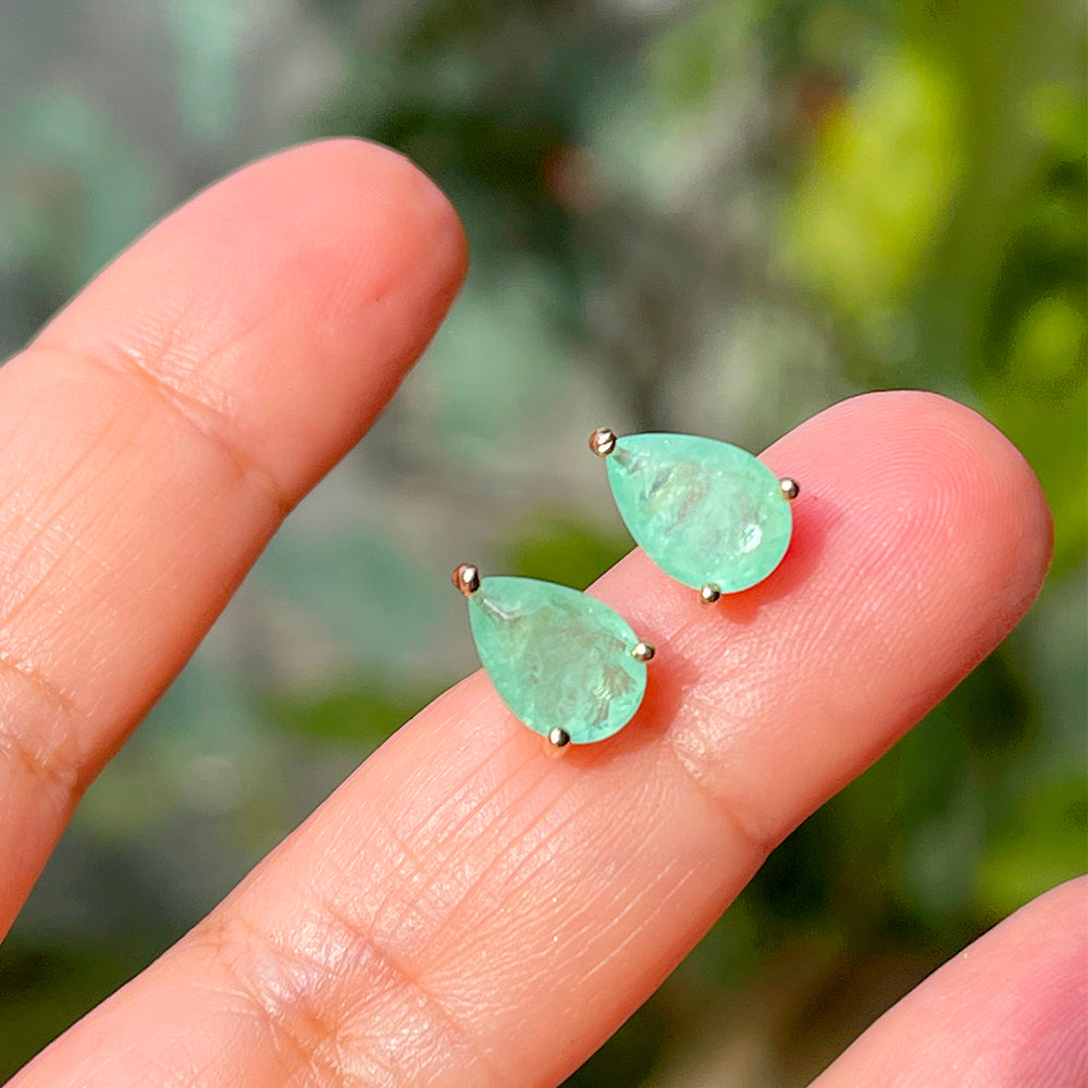 Colombian Emerald Drop Fusion Stone Earrings