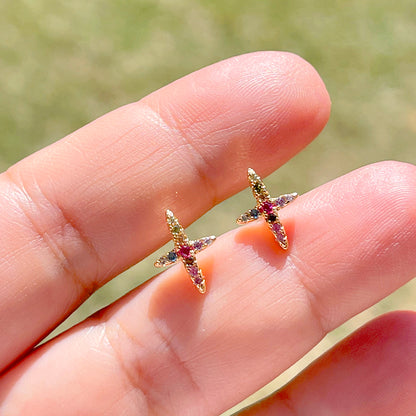 Multi-Colour Zircon Star Earrings