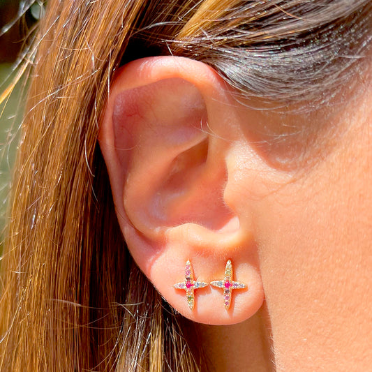 Multi-Colour Zircon Star Earrings