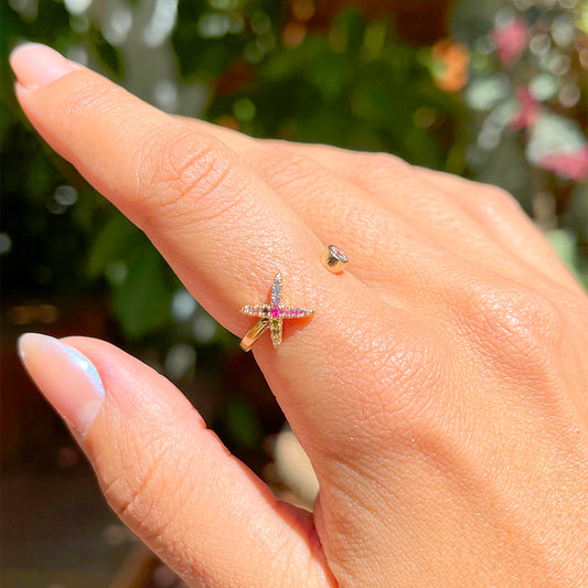 Multi-Colour Zircon Open Star Ring