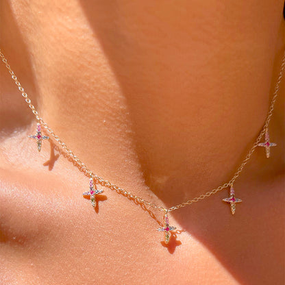 Multi-Colour Zircon Stars Necklace