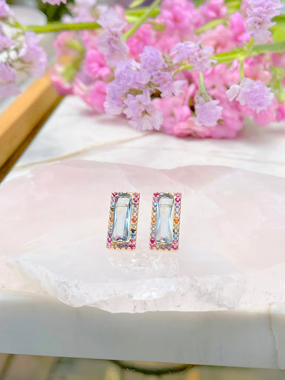 Blue London Crystal and Multi-Colour Zircon Earrings