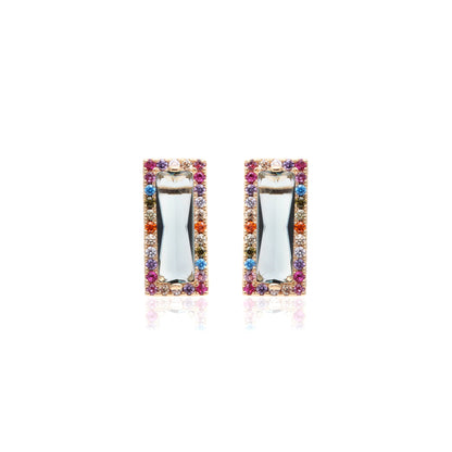 Blue London Crystal and Multi-Colour Zircon Earrings