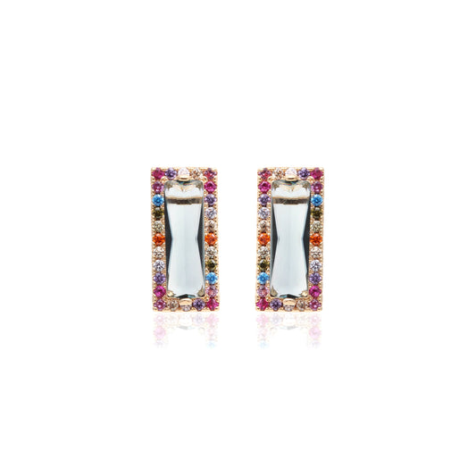 Blue London Crystal and Multi-Colour Zircon Earrings