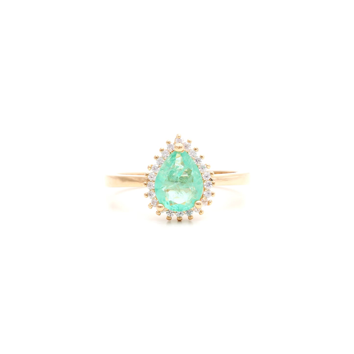 Colombian Emerald Fusion Stone and White Zircon Ring