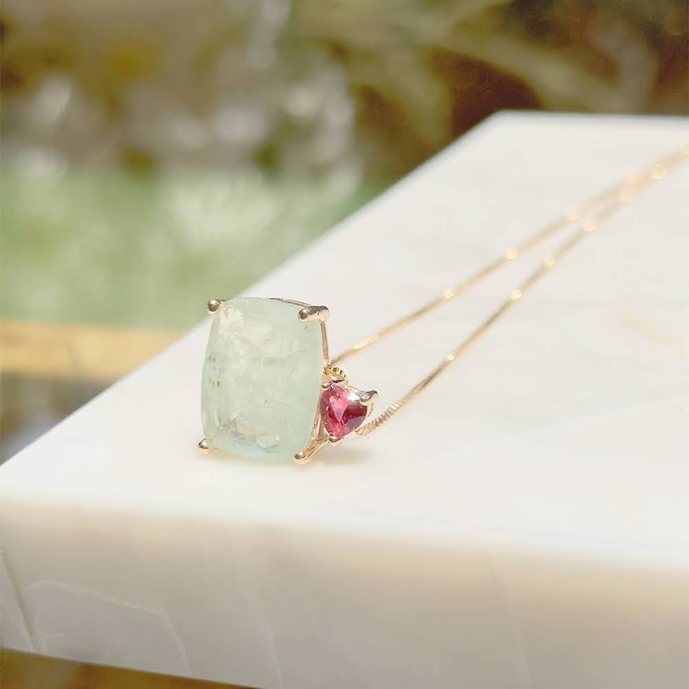 Tourmaline Fusion Stone and Pink Crystal Necklace