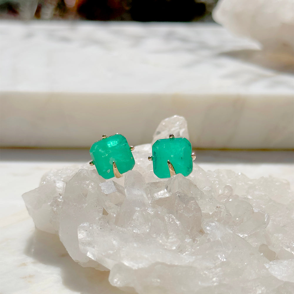 Emerald Fusion Stone Earrings