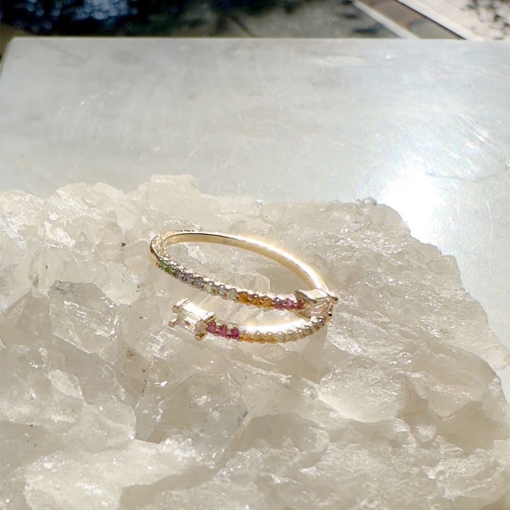 Multi-Colour Zircon Open Ring