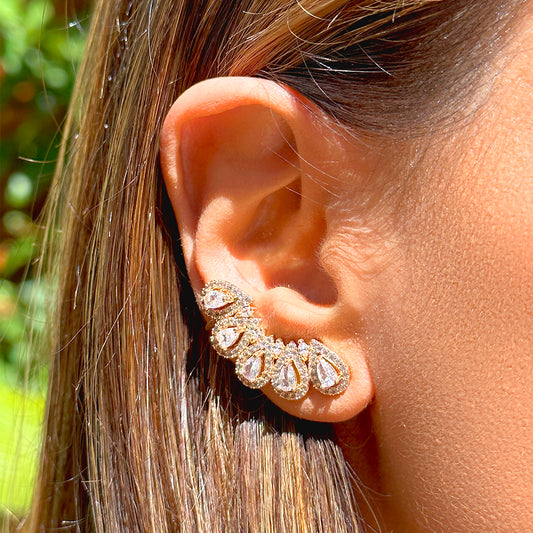 White Zircon Drops Ear Cuffs