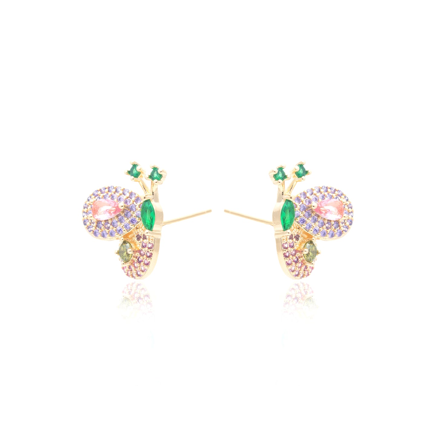 Colourful Crystals and Zircon Butterfly Earrings