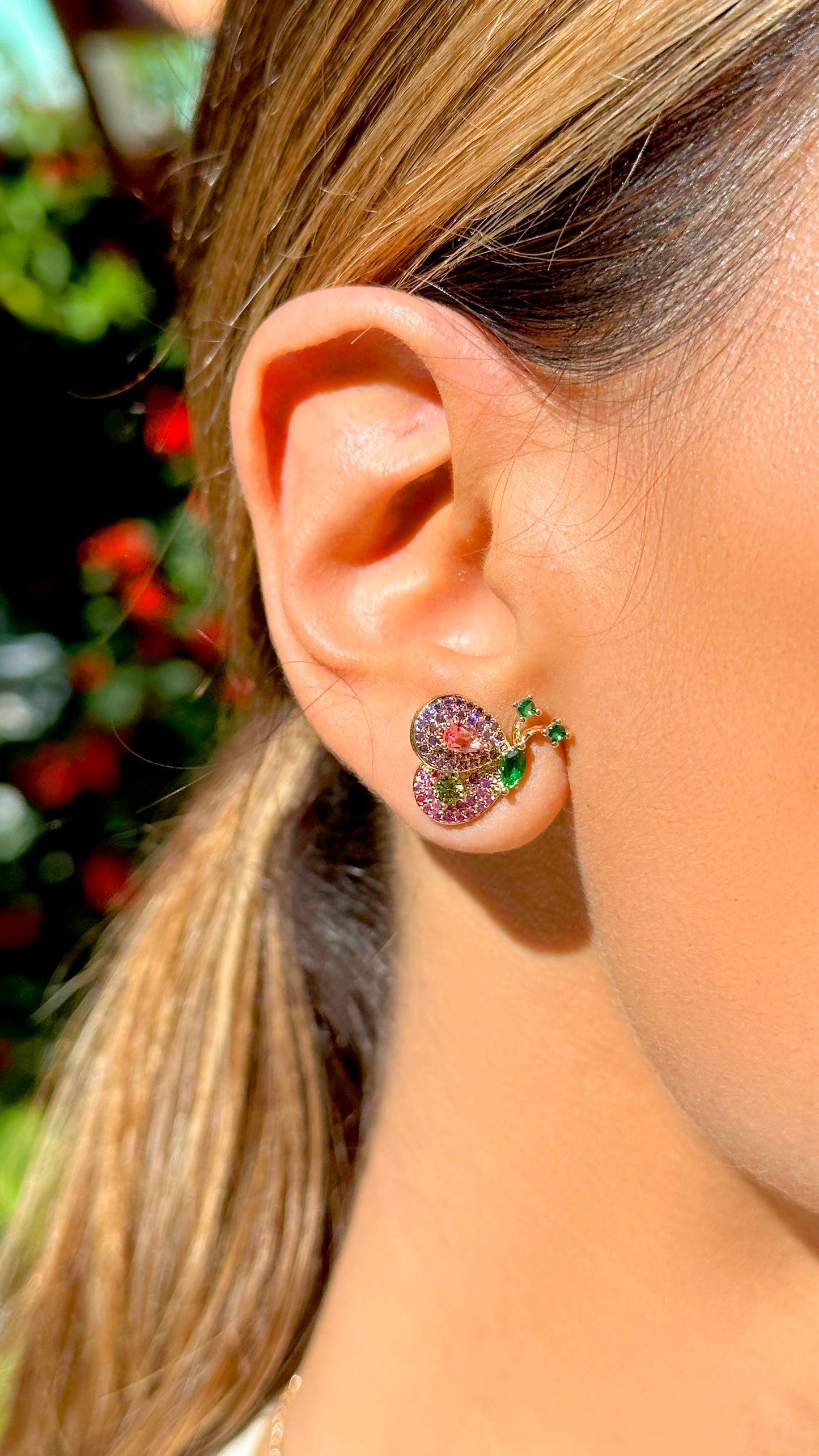 Colourful Crystals and Zircon Butterfly Earrings