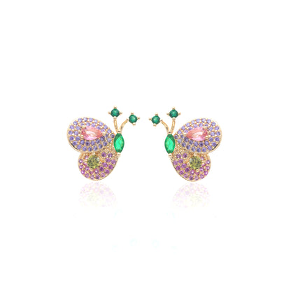 Colourful Crystals and Zircon Butterfly Earrings