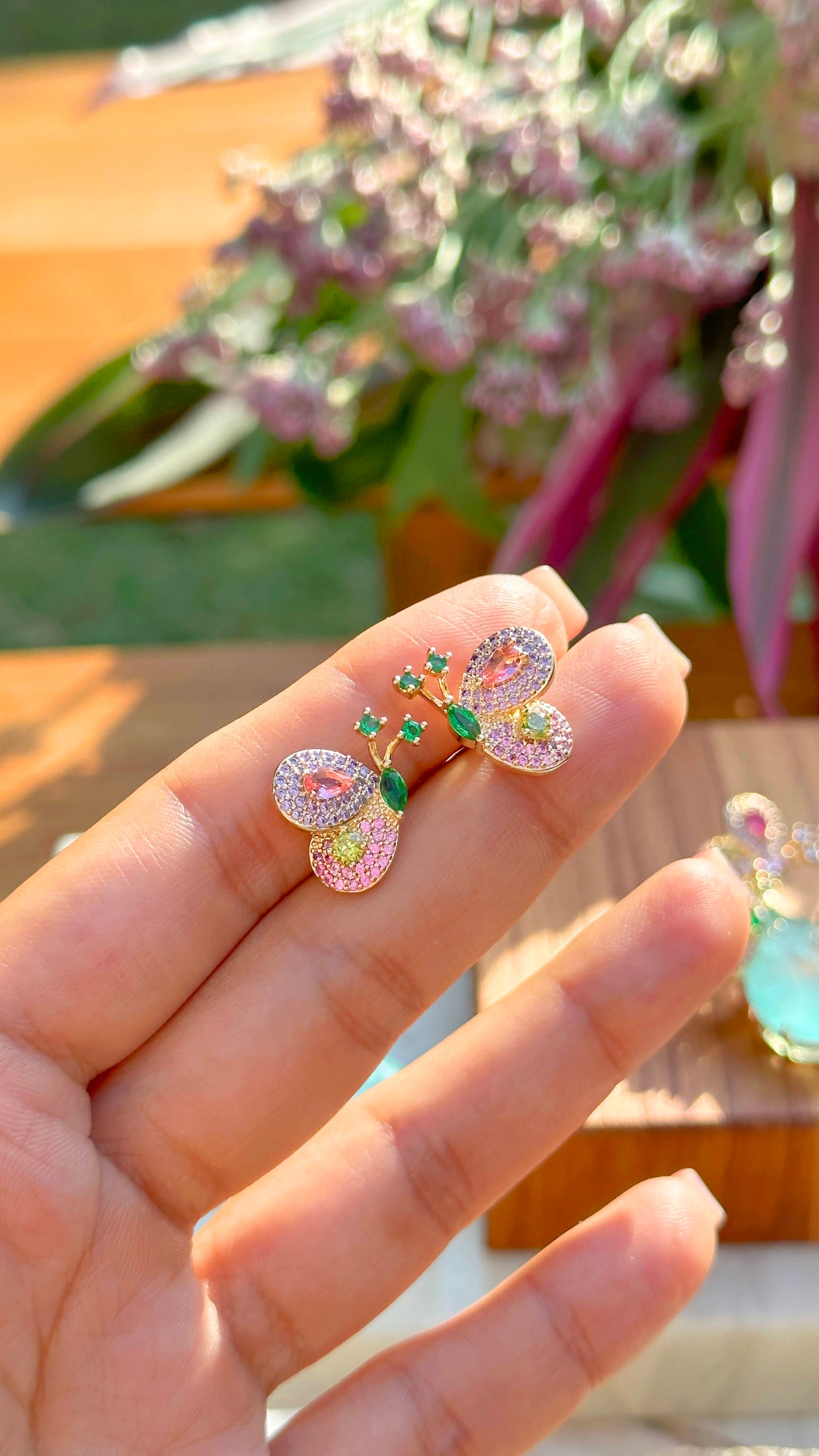 Colourful Crystals and Zircon Butterfly Earrings