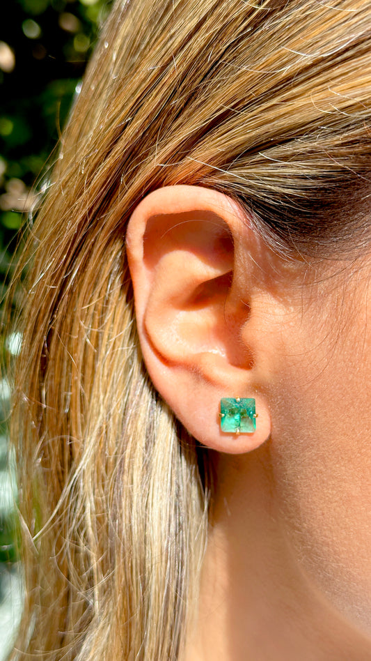 Square Paraiba Crystal Earrings