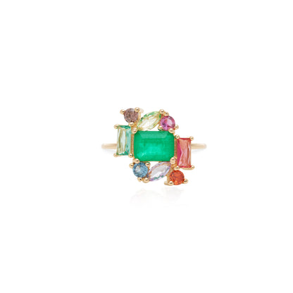 Emerald Fusion and Pink Tourmaline & Paraiba Crystals Ring