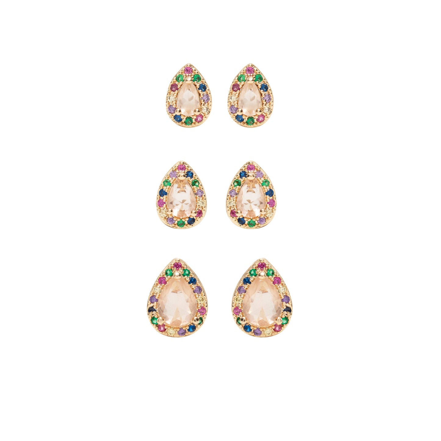 Morganite Crystal and Colourful Zircon Drop Earrings