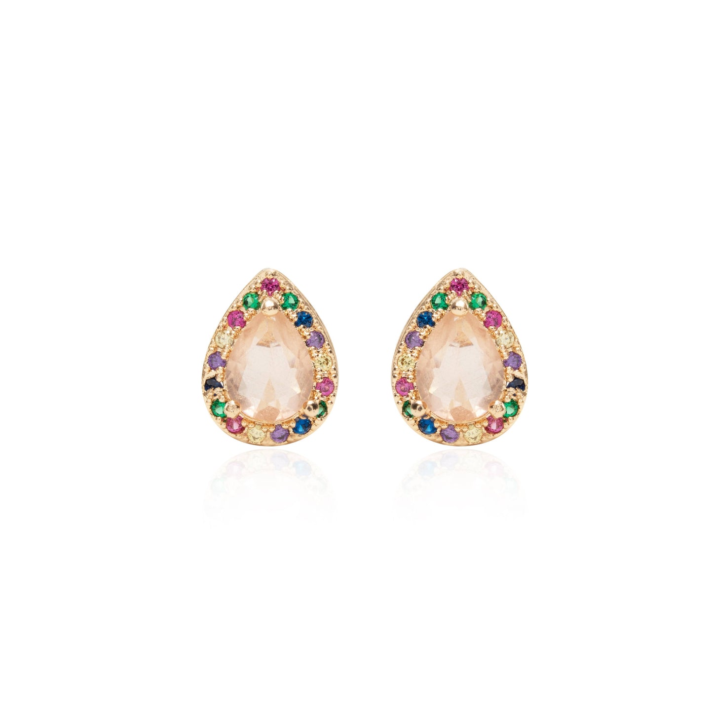 Morganite Crystal and Colourful Zircon Drop Earrings