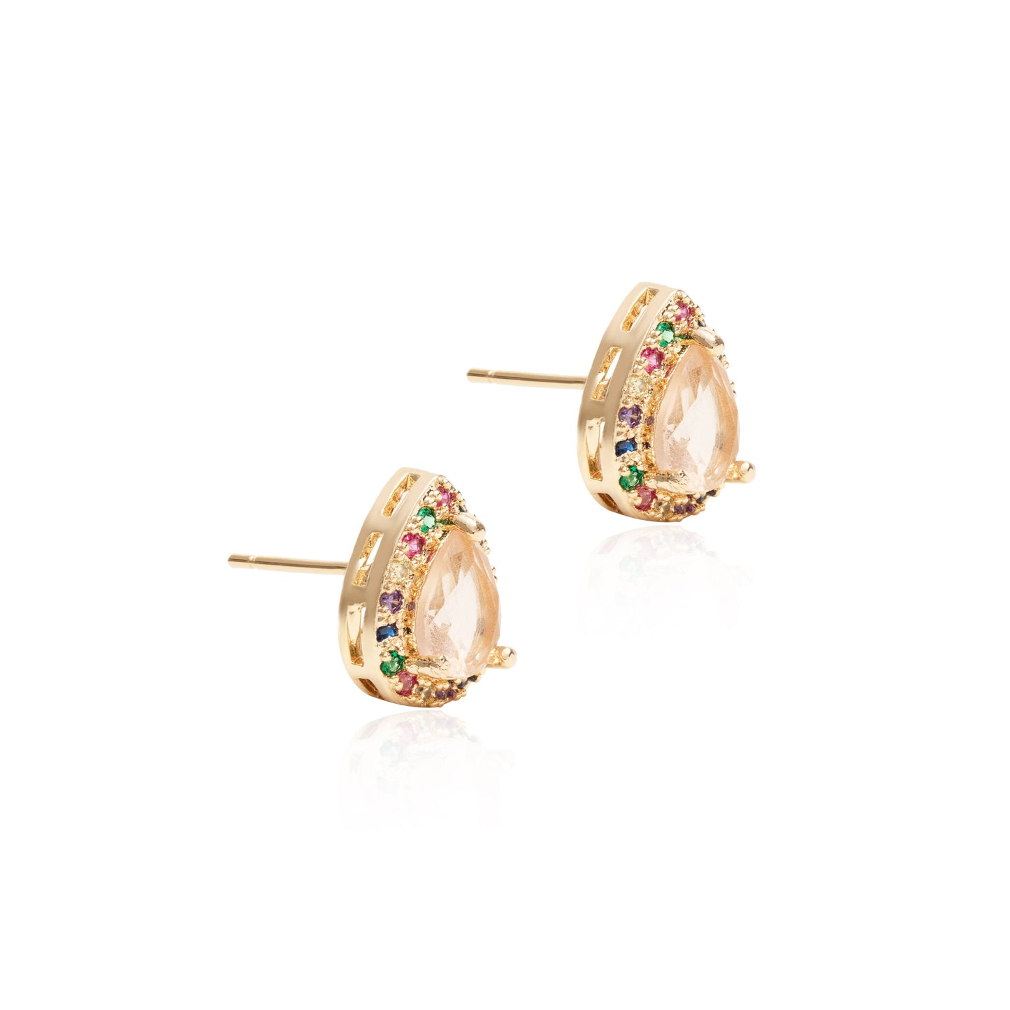 Morganite Crystal and Colourful Zircon Drop Earrings