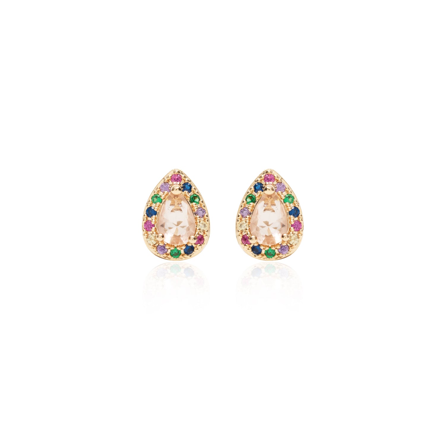 Morganite Crystal and Colourful Zircon Drop Earrings