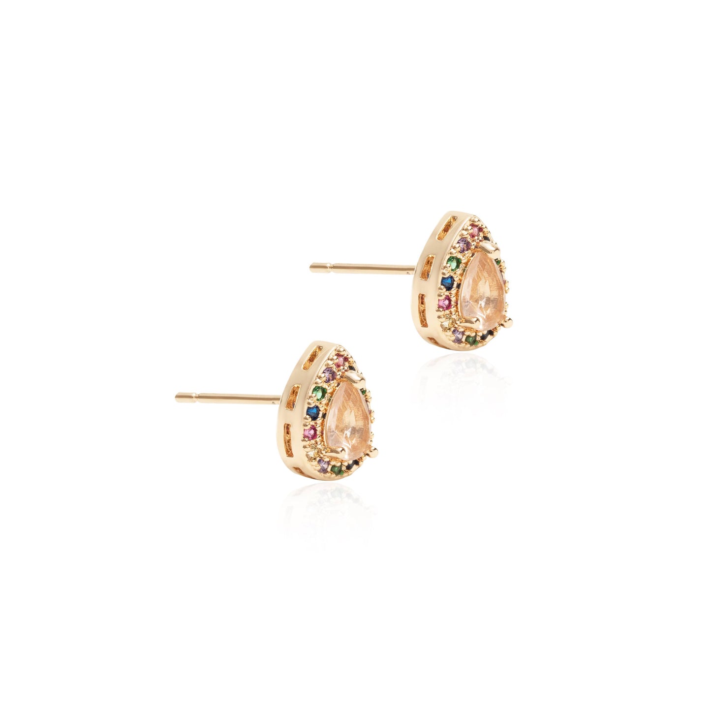 Morganite Crystal and Colourful Zircon Drop Earrings