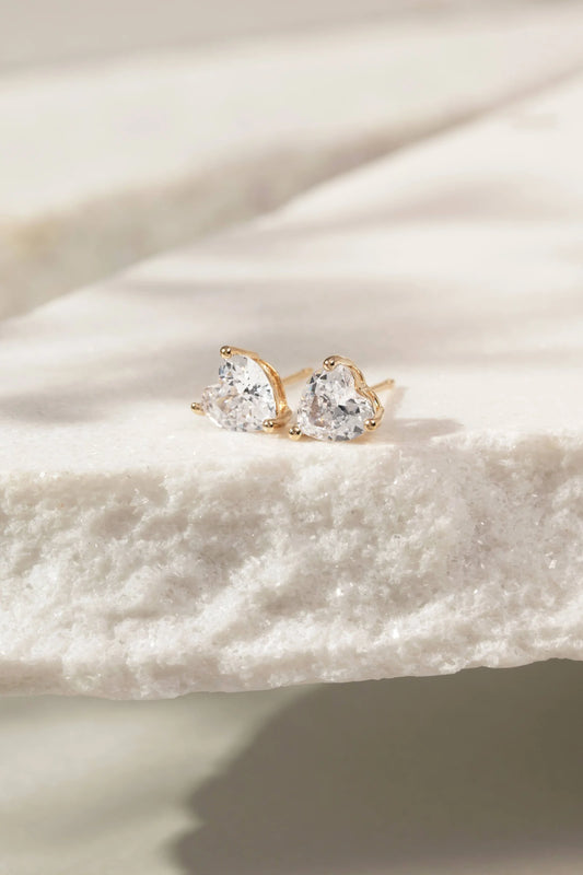 White Zirconia Hearts Earrings