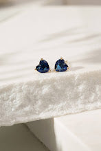 Sapphire Crystal Two Hearts Earrings