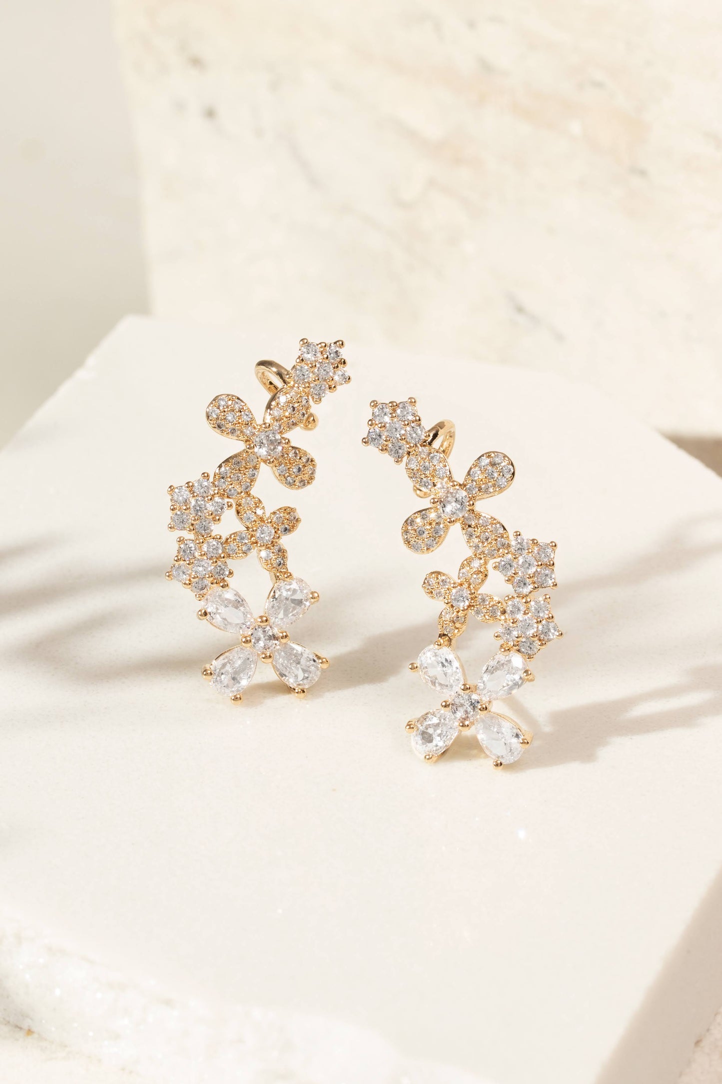 Garden White Zircon Ear Cuffs