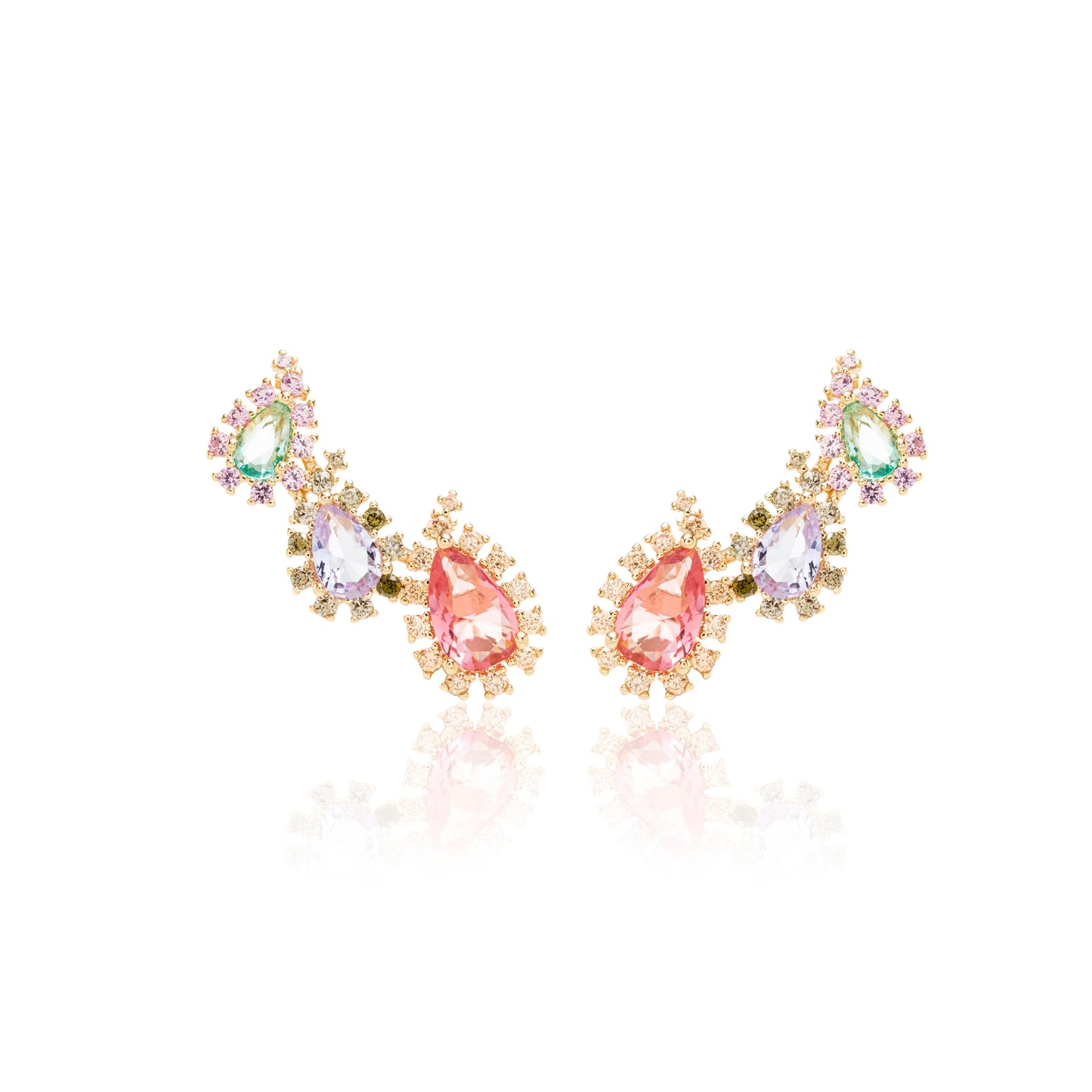 Colourful Drop Crystals and Zircon Ear Cuffs