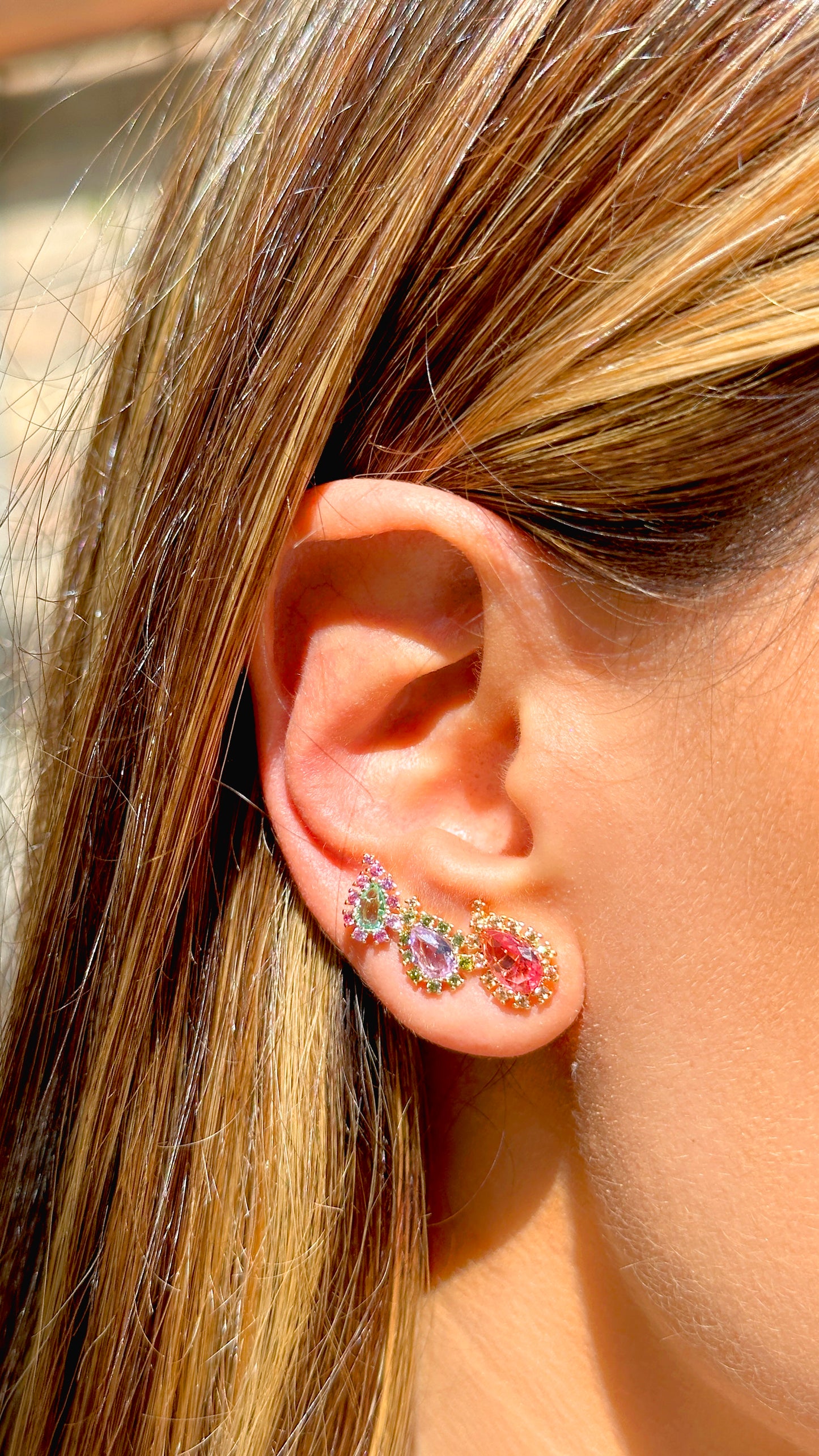 Colourful Drop Crystals and Zircon Ear Cuffs