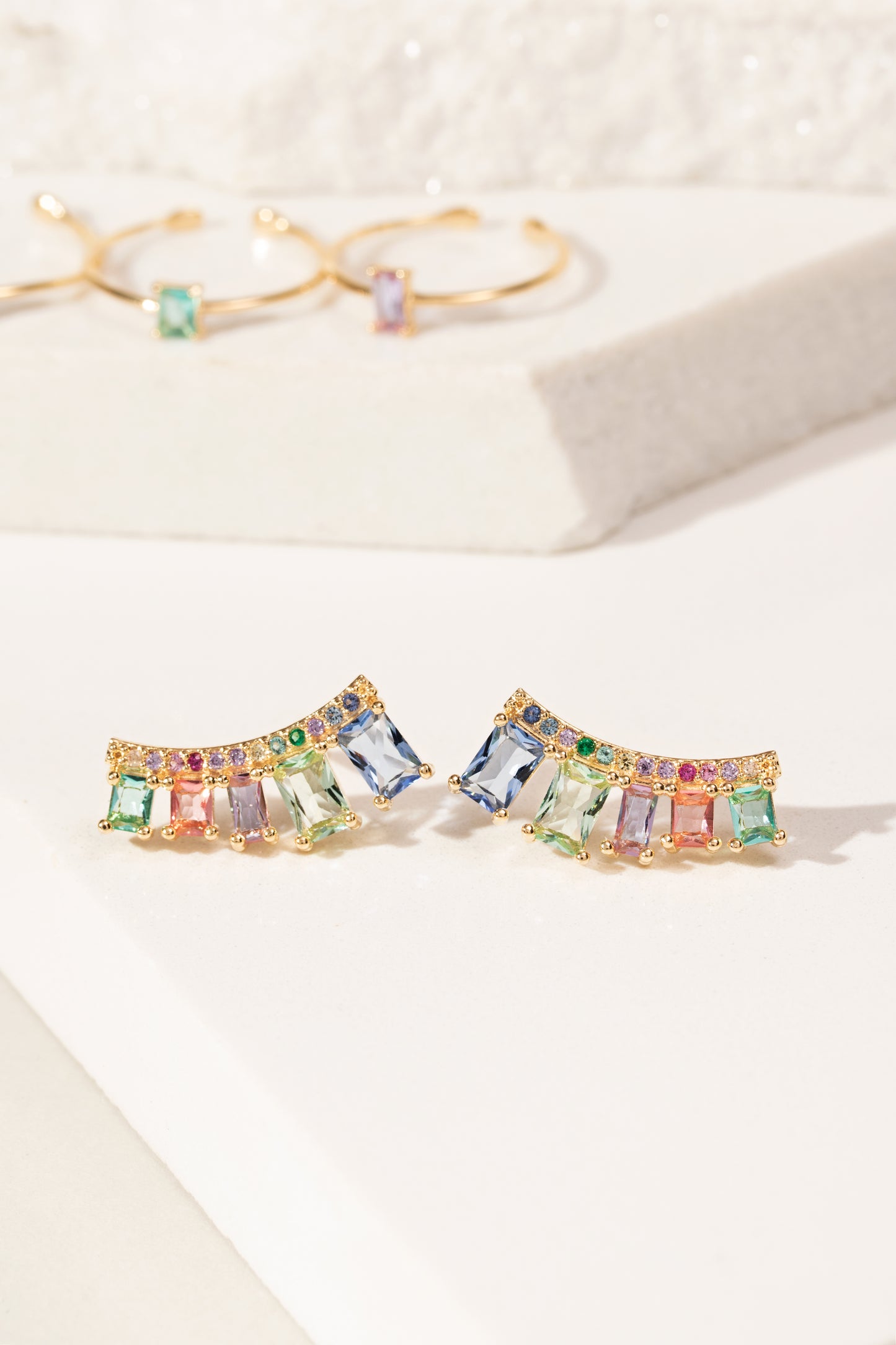 Rectangles Crystals and Multi-Colour Zircon Ear Cuffs