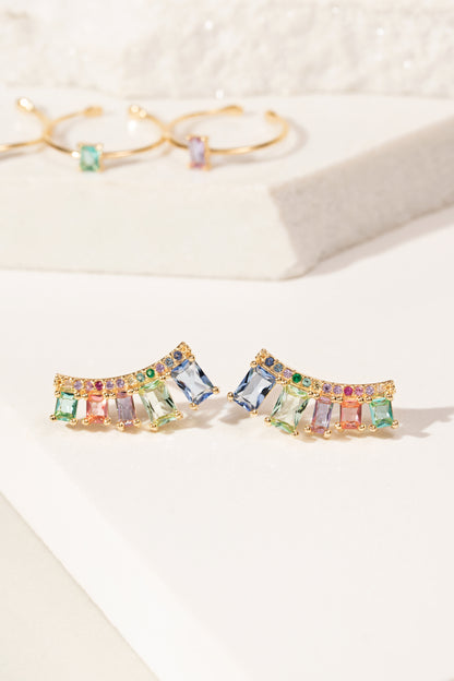 Rectangles Crystals and Multi-Colour Zircon Ear Cuffs