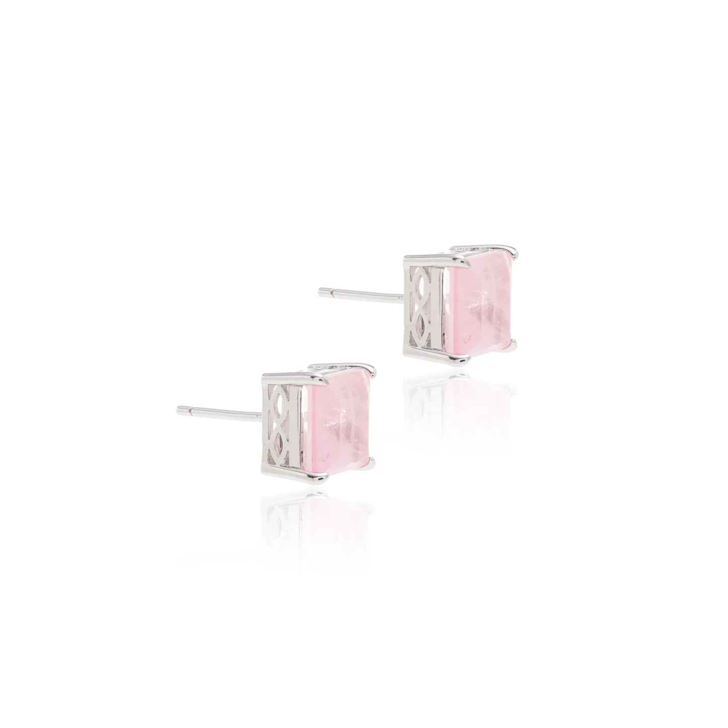 Square Rose Quartz Fusion Earrings