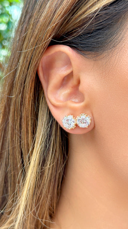 Crown White Zircon Earrings