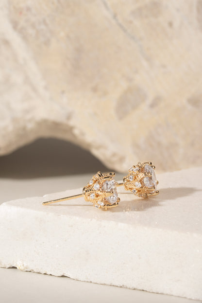 Crown White Zircon Earrings