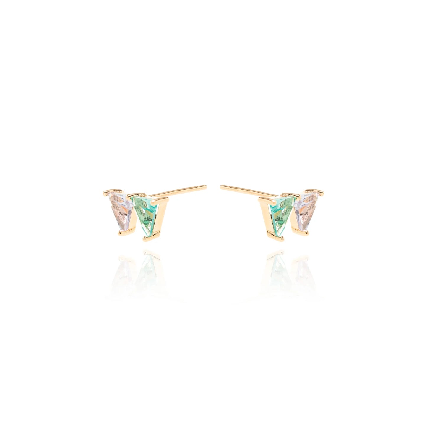 Paraiba Crystal Tanzanite Two Triangles Earrings