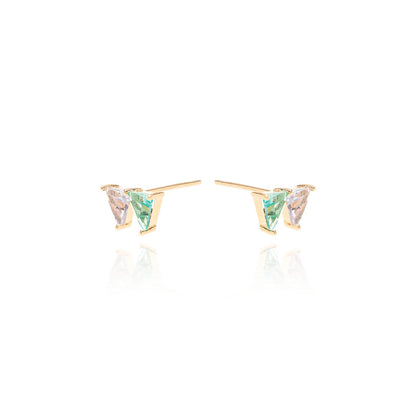 Paraiba Crystal Tanzanite Two Triangles Earrings