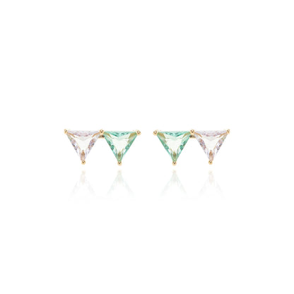 Paraiba Crystal Tanzanite Two Triangles Earrings