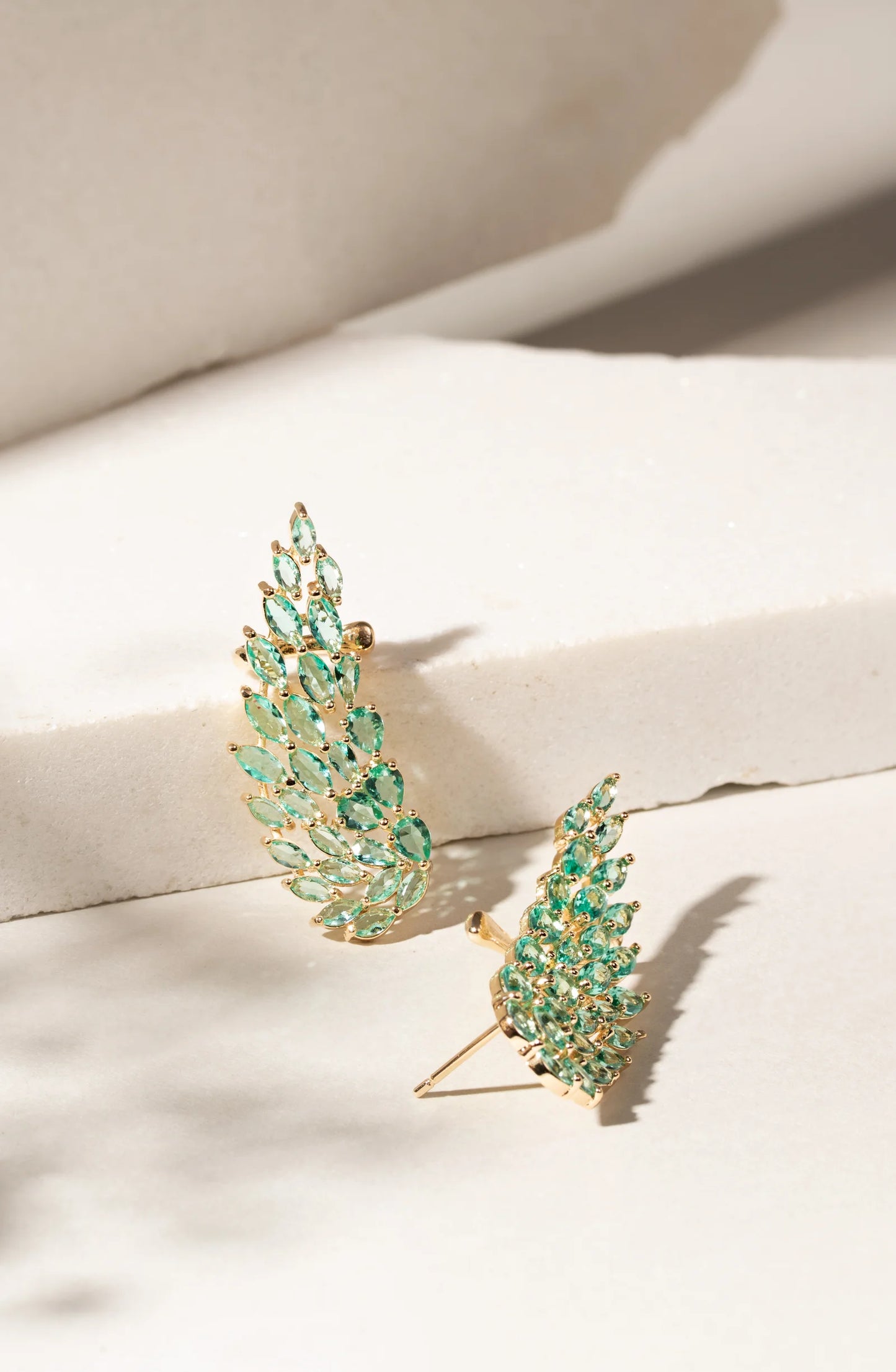 Paraiba Navetes Crystal Wings Ear Cuff Earrings