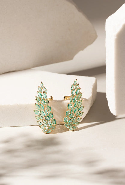 Paraiba Navetes Crystal Wings Ear Cuff Earrings