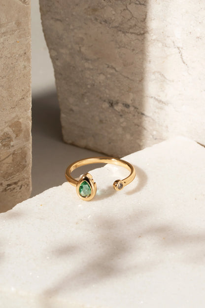 Paraiba Crystal Drop Open Ring