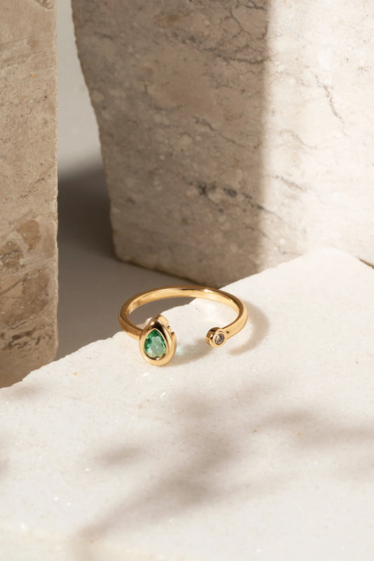 Paraiba Crystal Drop Open Ring