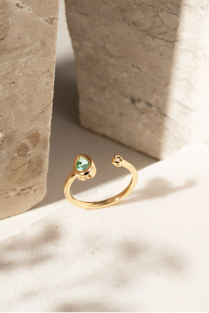 Paraiba Crystal Drop Open Ring