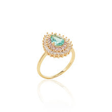 Paraiba Crystal & Pink/White Zircon Drop Ring