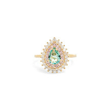 Paraiba Crystal & Pink/White Zircon Drop Ring