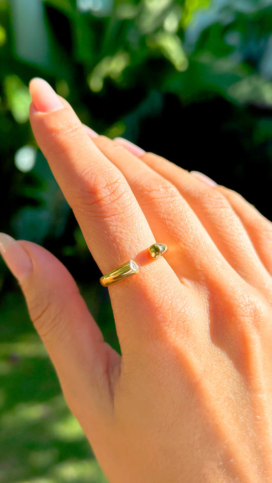 White Zircon Light Dot Ring