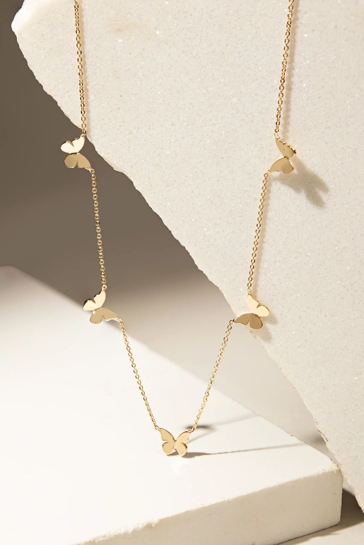 White Zircon & Butterflies Necklace