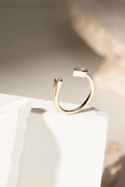 White Zircon Drop&Round Open Ring