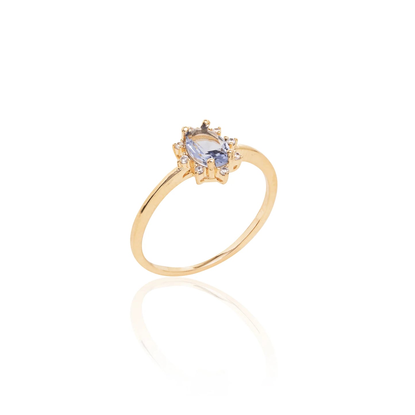 London Blue Crystal & White Zircon Ring
