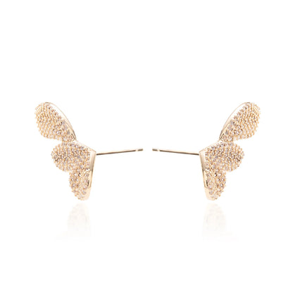 White Zircon Three Petals Earcuff Earrings